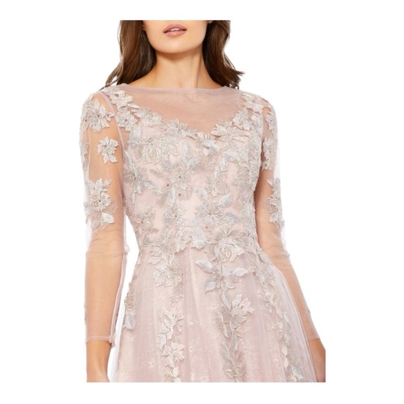 MAC DUGGAL Lace Tulle A Line Midi Dress in Vintage Lilac Size 6 Style 30681 NWT - Picture 3 of 14